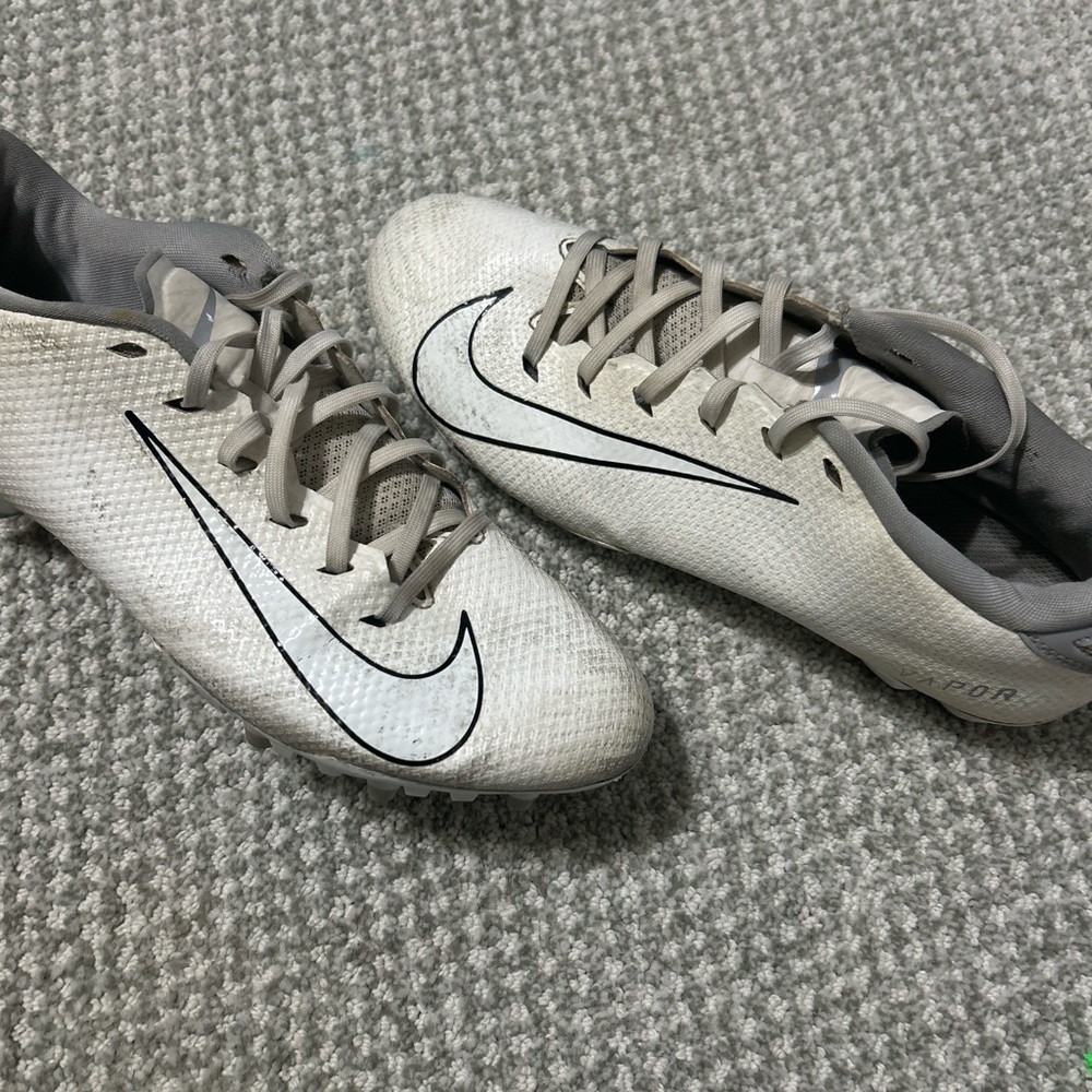 Nike White and Gray Athletic Cleats